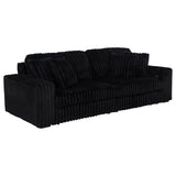 Tampa Furniture Outlet - Coaster - Jacana Corduroy Upholstered Dual Power Chaise Sofa Black - 600537P