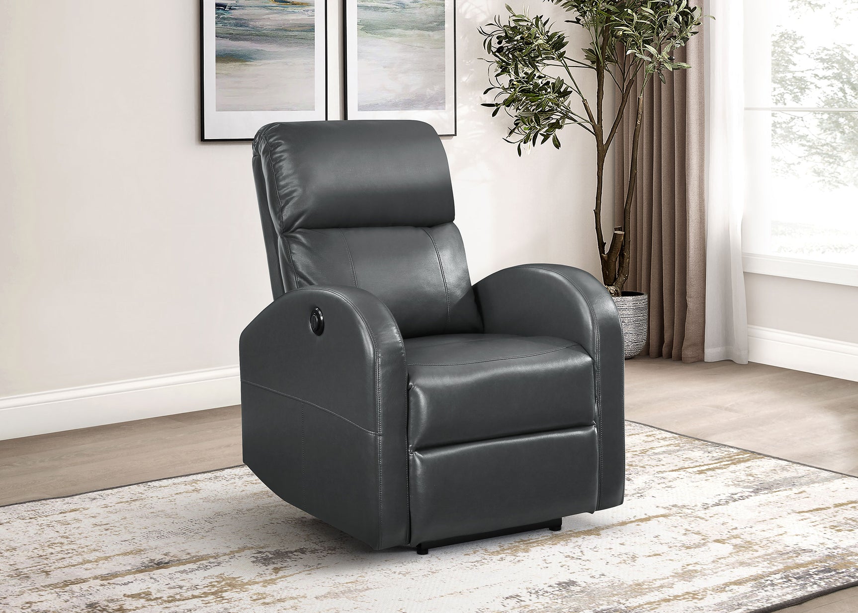 Grant Upholstered Power Recliner Chair Grey - Tampa Furniture Outlet