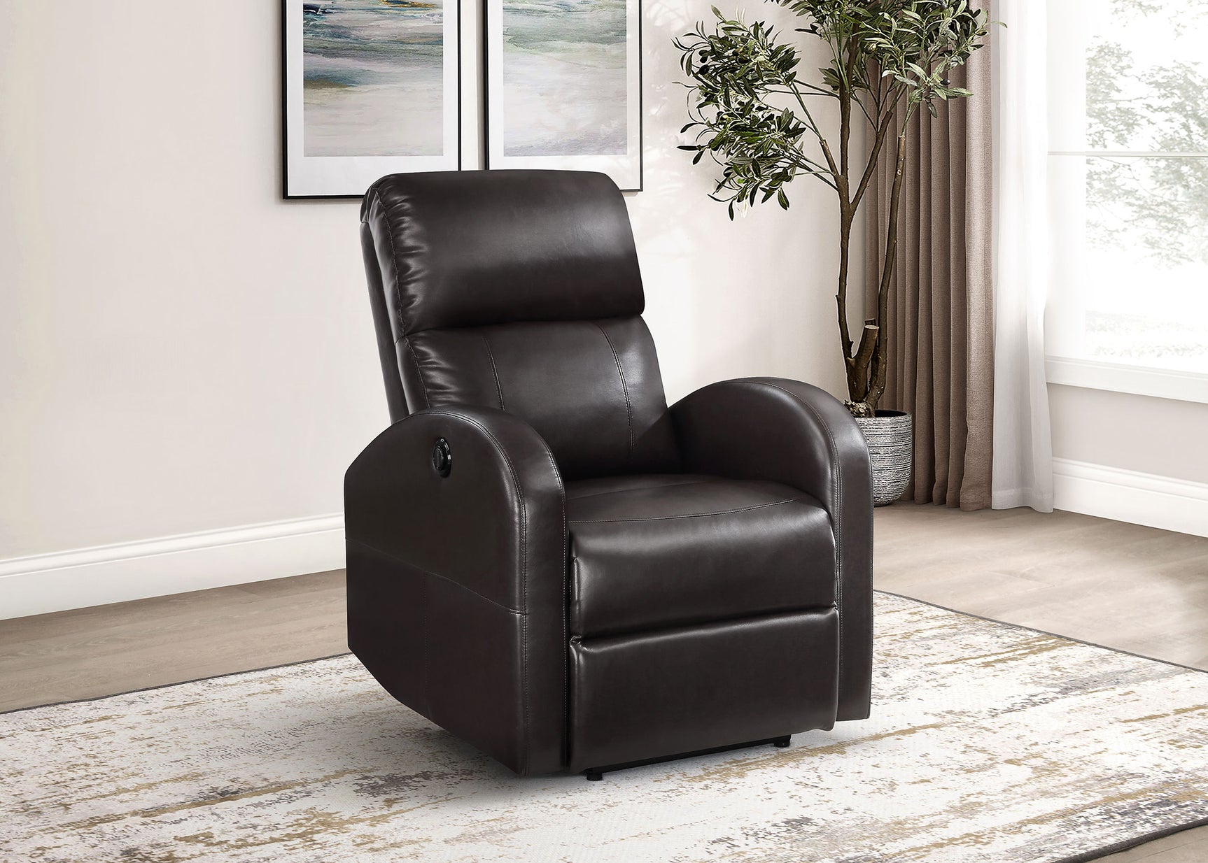 Grant Upholstered Power Recliner Chair Brown - Tampa Furniture Outlet