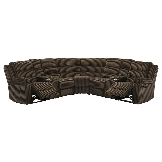 Tampa Furniture Outlet - Coaster - Atkinson Upholstered Reclining Sectional Sofa Chocolate - 601510