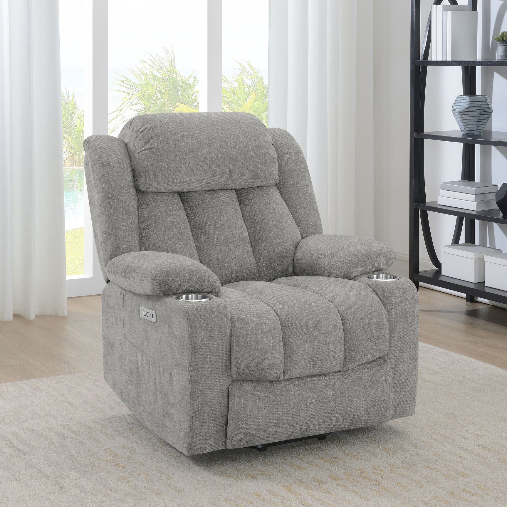 Houston Upholstered Power Lift Recliner Grey - Tampa Furniture Outlet
