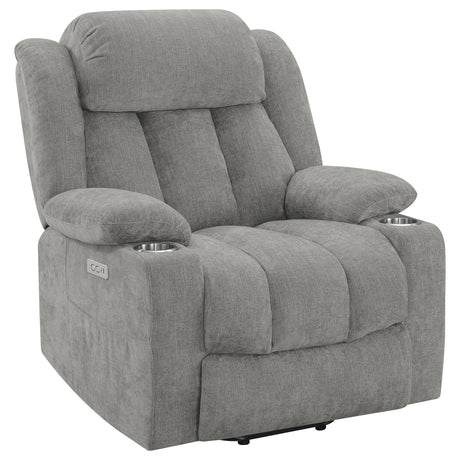 Tampa Furniture Outlet - Coaster - Houston Upholstered Power Lift Recliner Grey - 602284P