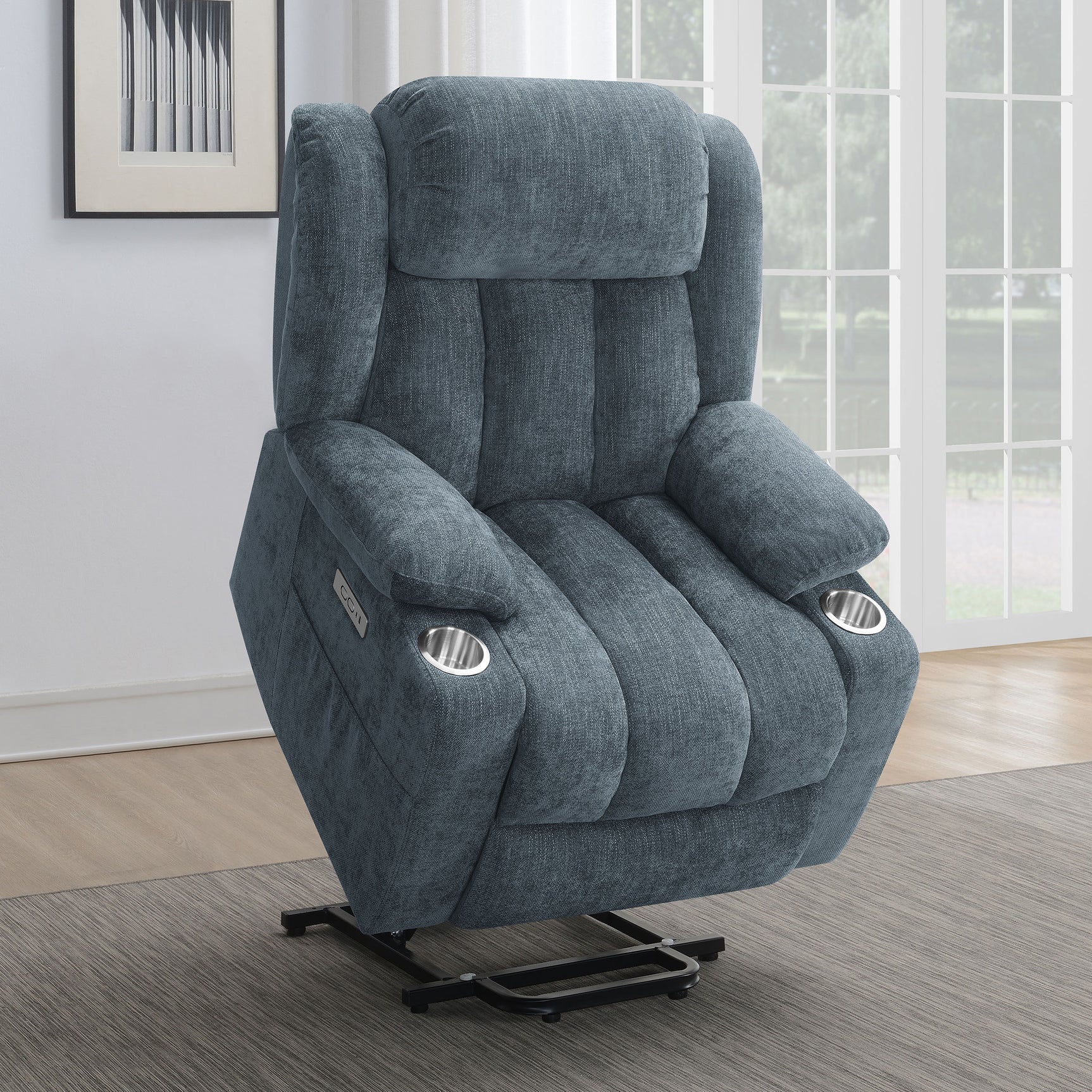 Houston Upholstered Power Lift Recliner Slate Blue - Tampa Furniture Outlet