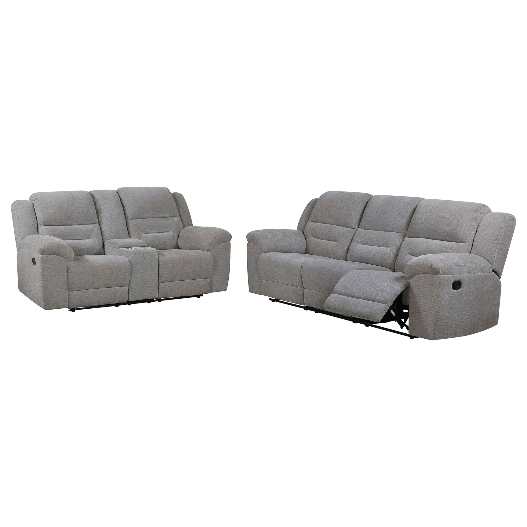 Gilson 2-piece Chenille Upholstered Reclining Sofa Set Grey - Tampa Furniture Outlet
