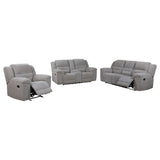 Gilson 3-piece Chenille Upholstered Reclining Sofa Set Grey - Tampa Furniture Outlet