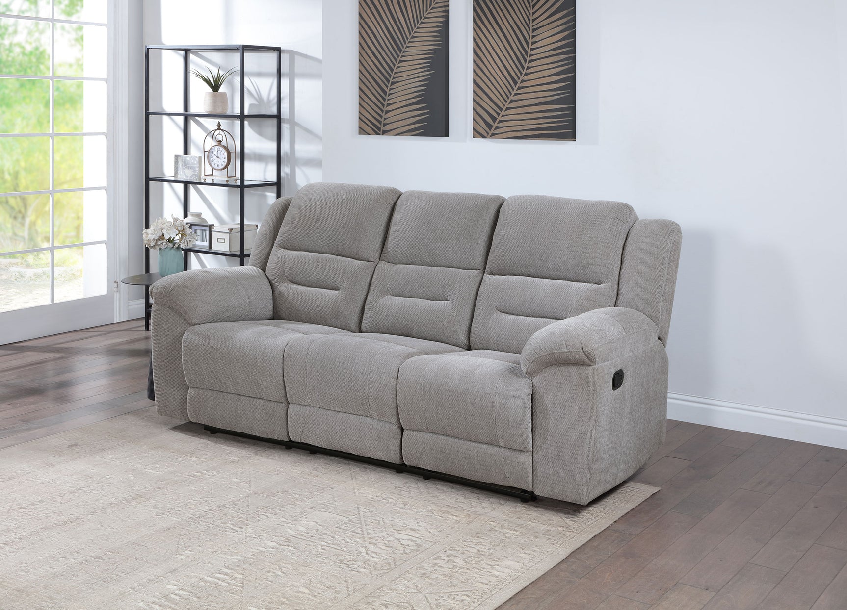 Gilson Chenille Upholstered Reclining Sofa Grey - Tampa Furniture Outlet