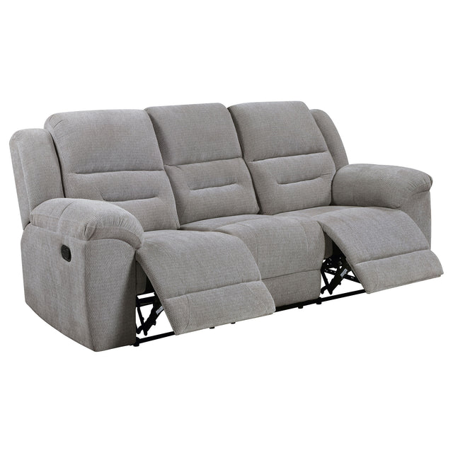 Tampa Furniture Outlet - Coaster - Gilson Chenille Upholstered Reclining Sofa Grey - 602551