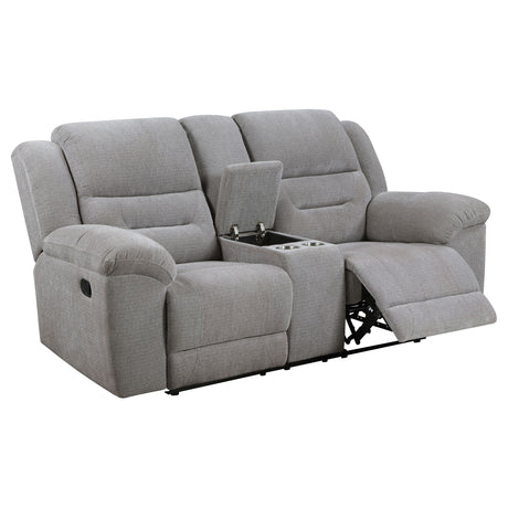 Tampa Furniture Outlet - Coaster - Gilson Chenille Upholstered Reclining Loveseat Grey - 602552