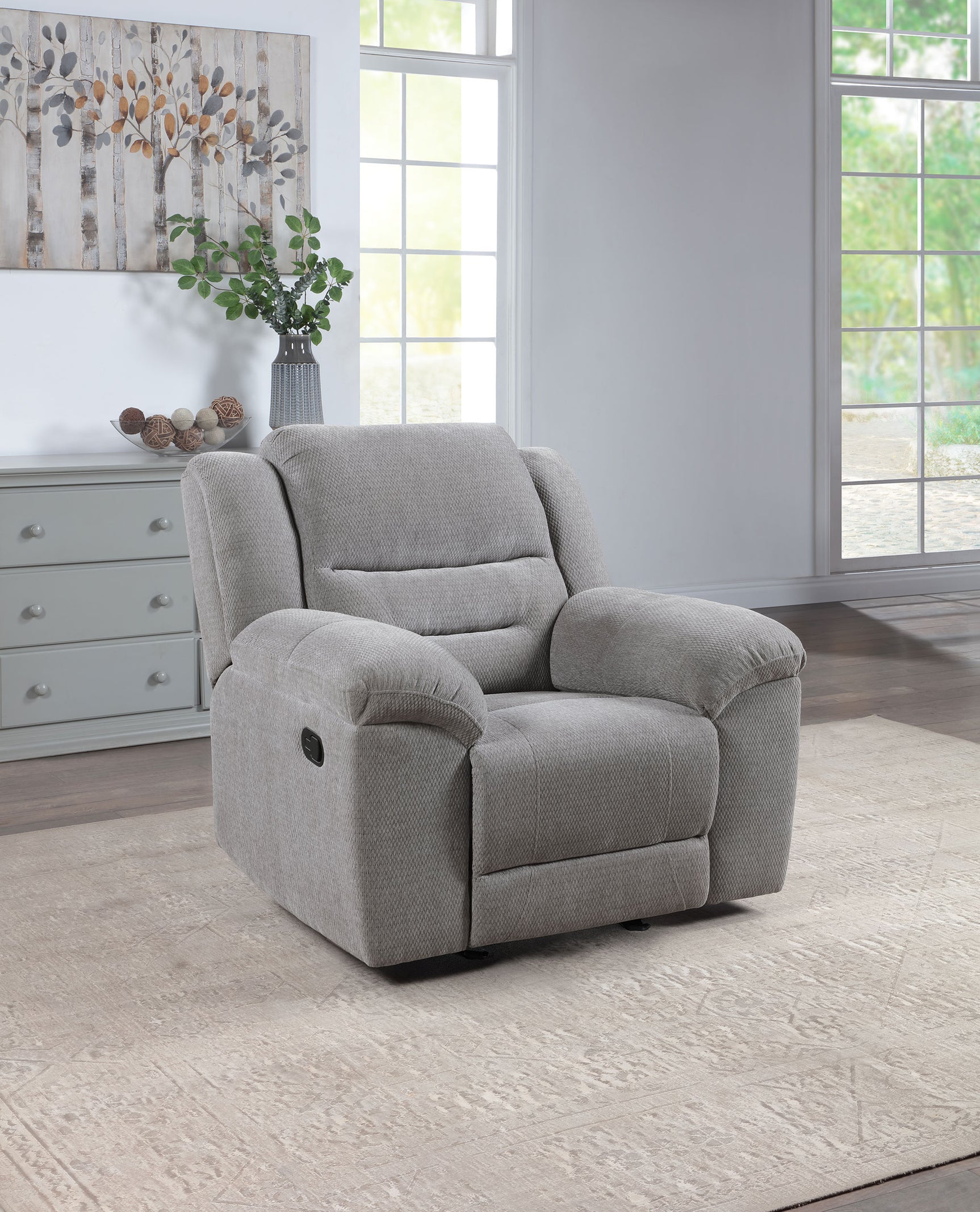 Gilson Chenille Upholstered Glider Recliner Chair Grey - Tampa Furniture Outlet