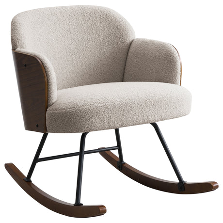 Tampa Furniture Outlet - Coaster - Paige Boucle Upholstered Mid Back Rocking Chair Beige - 602625