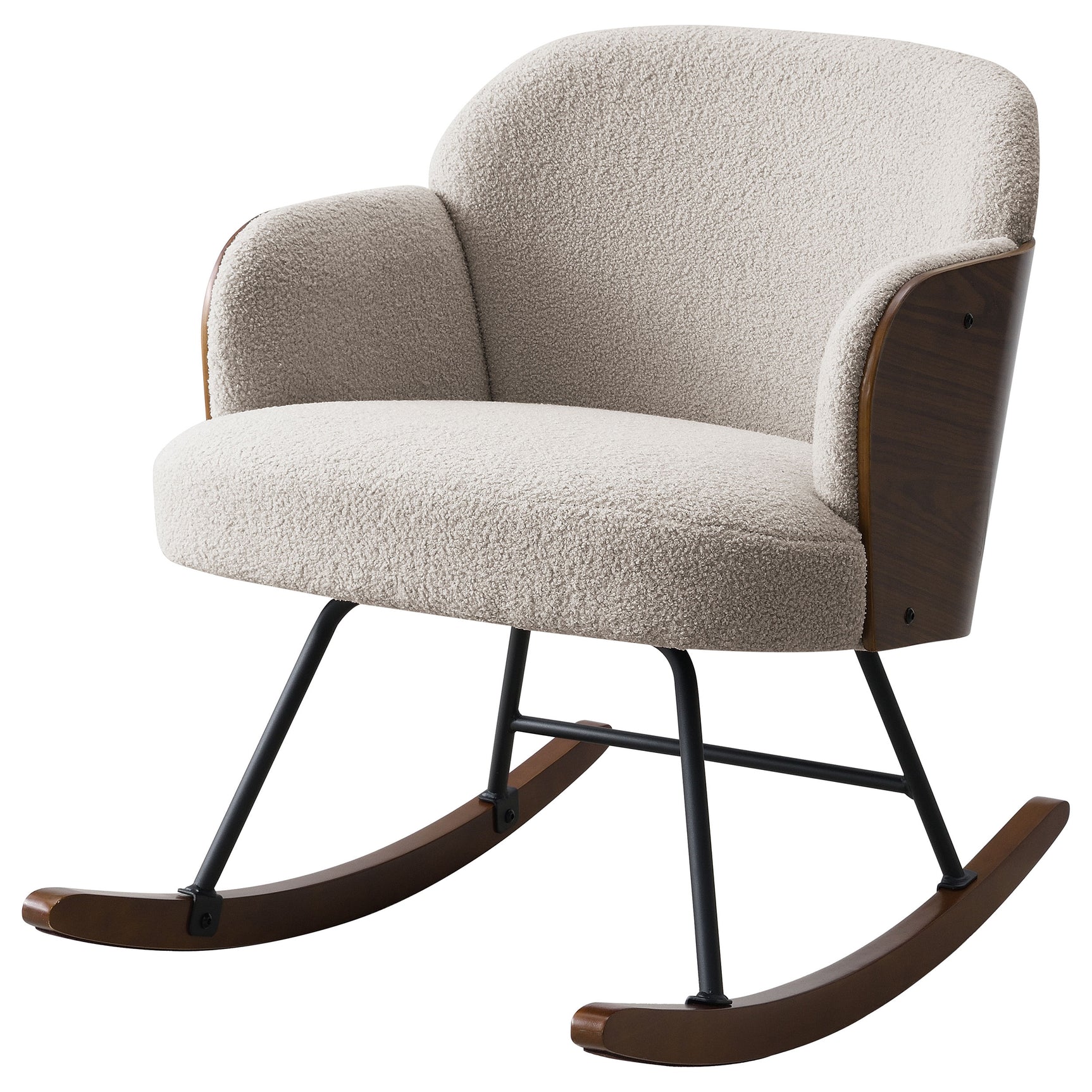 Paige Boucle Upholstered Mid Back Rocking Chair Beige - Tampa Furniture Outlet