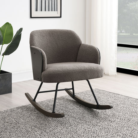 Paige Boucle Upholstered Mid Back Rocking Chair Taupe - Tampa Furniture Outlet