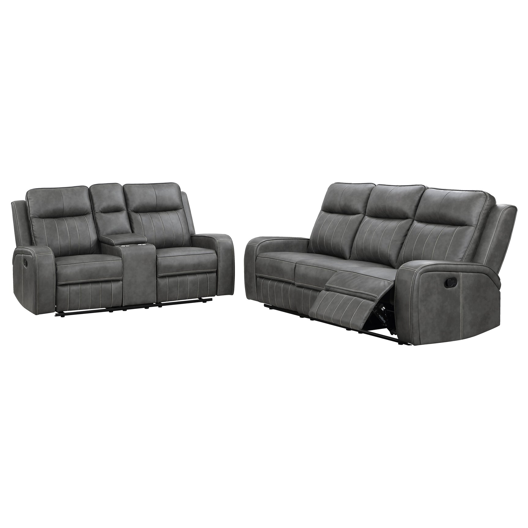 Raelynn 2-piece Upholstered Reclining Sofa Set Grey - Tampa Furniture Outlet
