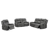 Raelynn 3-piece Upholstered Reclining Sofa Set Grey - Tampa Furniture Outlet