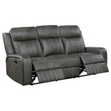 Raelynn 3-piece Upholstered Reclining Sofa Set Grey - Tampa Furniture Outlet