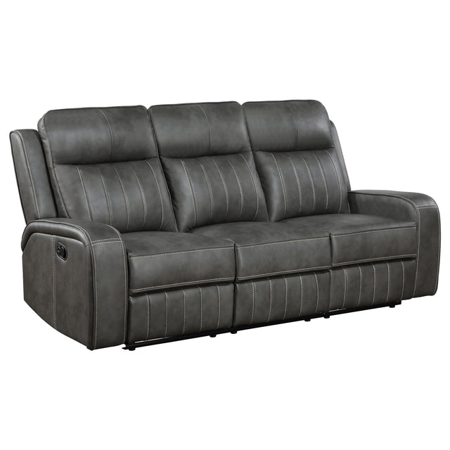 Tampa Furniture Outlet - Coaster - Raelynn Upholstered Track Arm Motion Sofa Grey - 603191