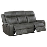 Raelynn Upholstered Track Arm Motion Sofa Grey - Tampa Furniture Outlet