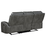 Raelynn Upholstered Track Arm Motion Sofa Grey - Tampa Furniture Outlet