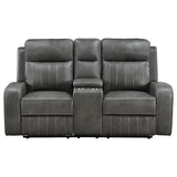 Raelynn Upholstered Track Arm Motion Loveseat Grey - Tampa Furniture Outlet