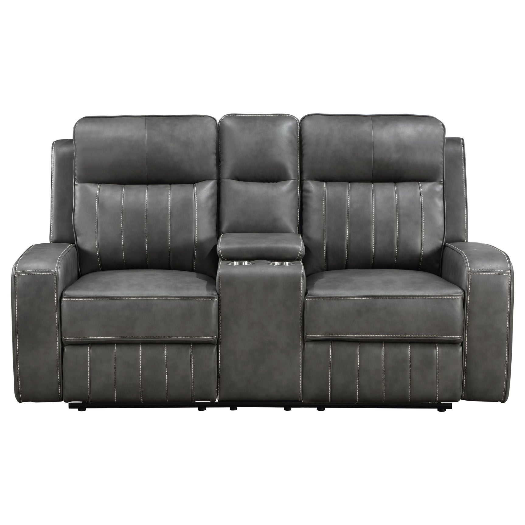 Raelynn Upholstered Track Arm Motion Loveseat Grey - Tampa Furniture Outlet