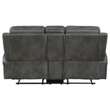Raelynn Upholstered Track Arm Motion Loveseat Grey - Tampa Furniture Outlet