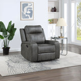Raelynn Upholstered Track Arm Recliner Grey - Tampa Furniture Outlet