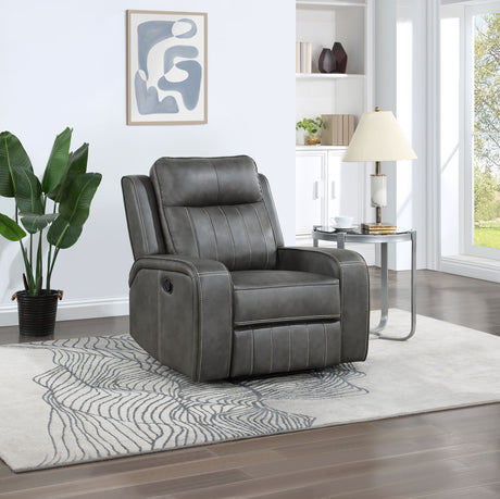 Raelynn Upholstered Track Arm Recliner Grey - Tampa Furniture Outlet