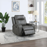 Raelynn Upholstered Track Arm Recliner Grey - Tampa Furniture Outlet
