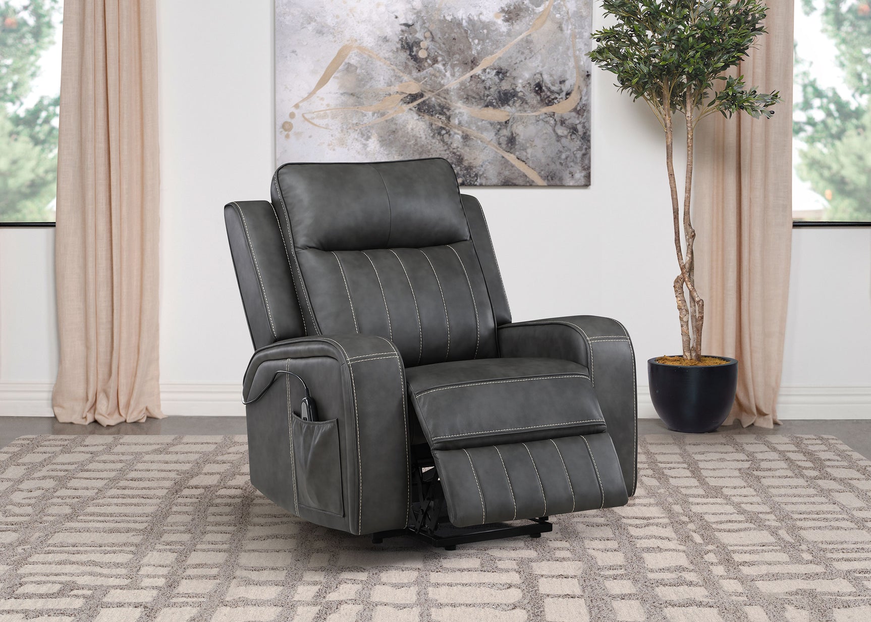 Raelynn Upholstered Power Lift Recliner Chair Grey - Tampa Furniture Outlet