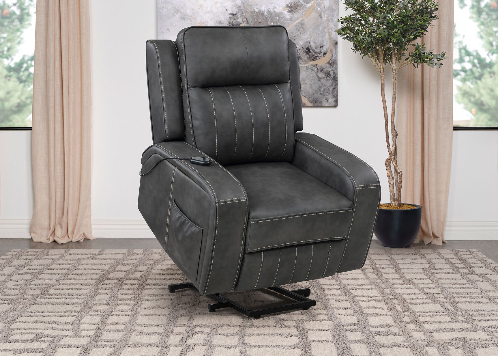 Raelynn Upholstered Power Lift Recliner Chair Grey - Tampa Furniture Outlet