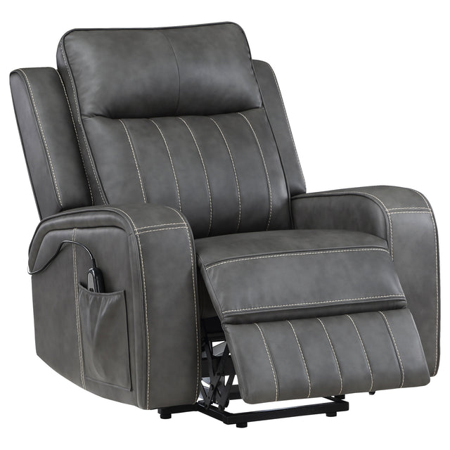 Tampa Furniture Outlet - Coaster - Raelynn Upholstered Power Lift Recliner Chair Grey - 603194P