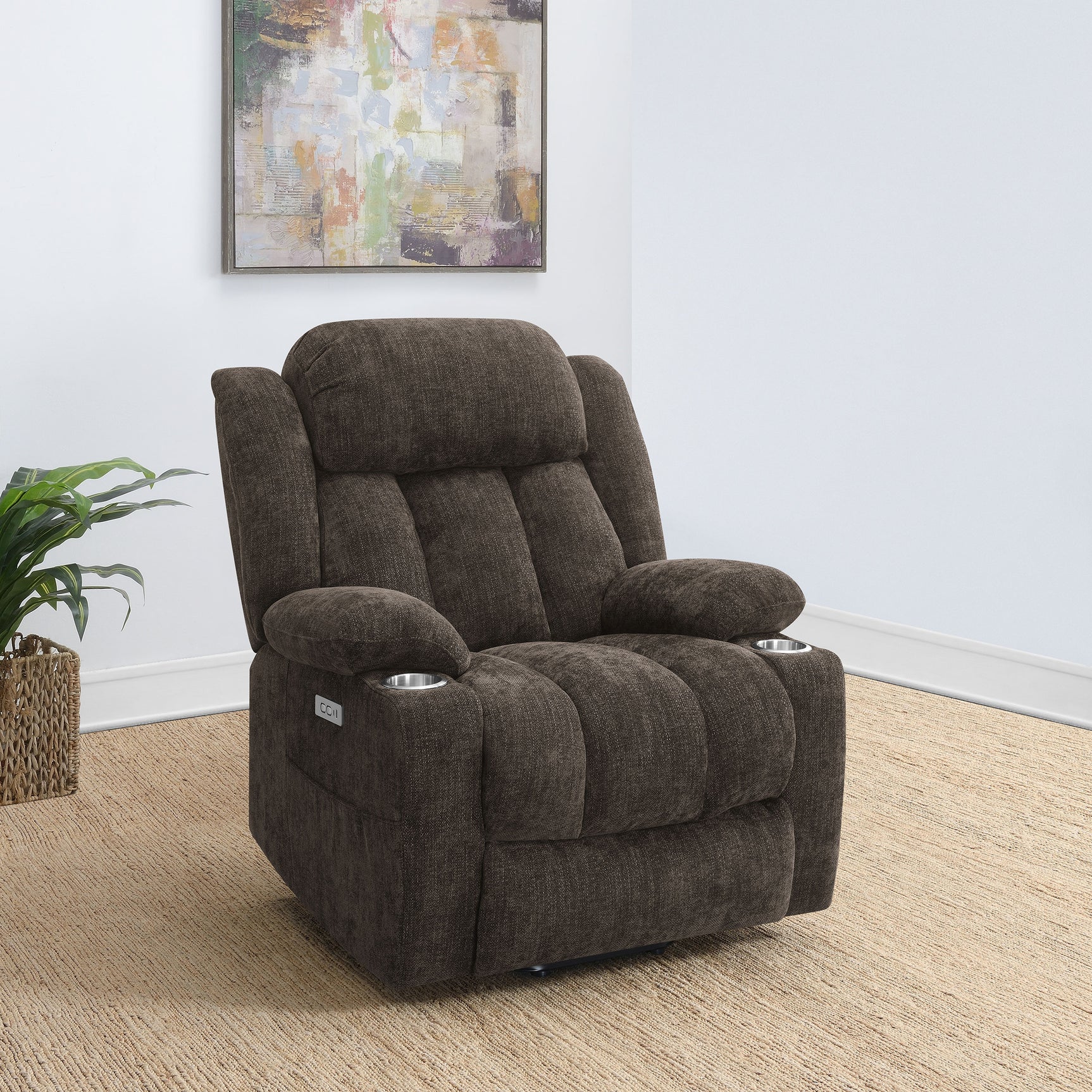 Houston Upholstered Power Lift Recliner Chair Dark Brown - Tampa Furniture Outlet