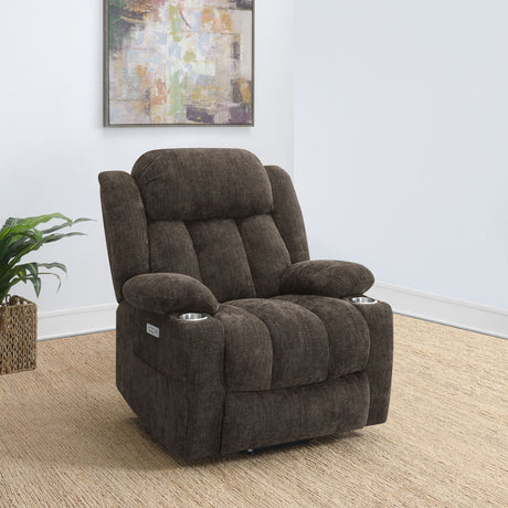 Houston Upholstered Power Lift Recliner Chair Dark Brown - Tampa Furniture Outlet