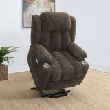 Houston Upholstered Power Lift Recliner Chair Dark Brown - Tampa Furniture Outlet