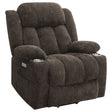 Tampa Furniture Outlet - Coaster - Houston Upholstered Power Lift Recliner Chair Dark Brown - 603233P