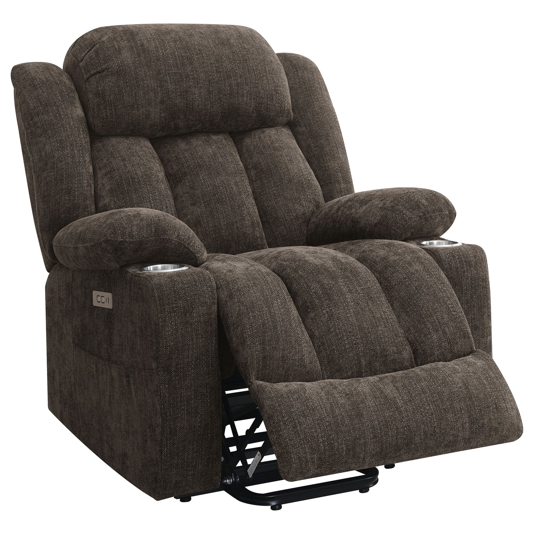 Houston Upholstered Power Lift Recliner Chair Dark Brown - Tampa Furniture Outlet