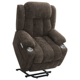 Houston Upholstered Power Lift Recliner Chair Dark Brown - Tampa Furniture Outlet