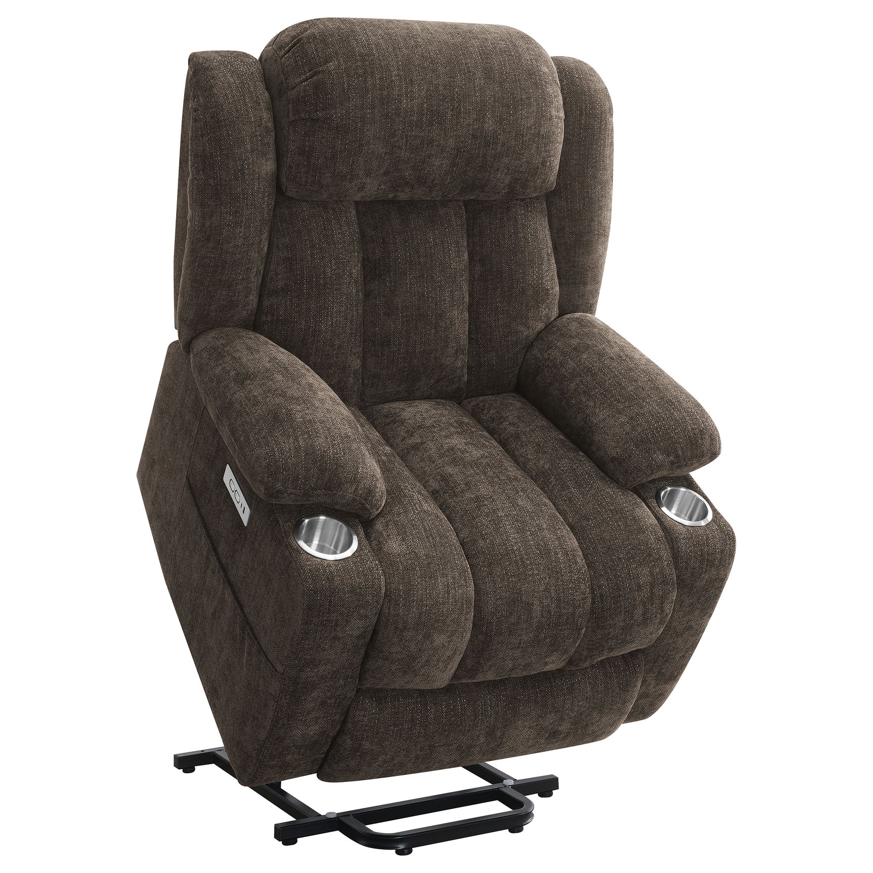 Houston Upholstered Power Lift Recliner Chair Dark Brown - Tampa Furniture Outlet