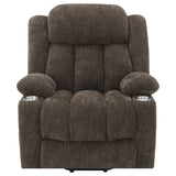 Houston Upholstered Power Lift Recliner Chair Dark Brown - Tampa Furniture Outlet