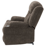 Houston Upholstered Power Lift Recliner Chair Dark Brown - Tampa Furniture Outlet