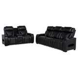 Tampa Furniture Outlet - Coaster - Zuma 2-piece Faux Leather Dual Power LED Sofa Set Black - 603251PP-S2