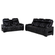 Tampa Furniture Outlet - Coaster - Zuma 2-piece Faux Leather Dual Power LED Sofa Set Black - 603251PP-S2