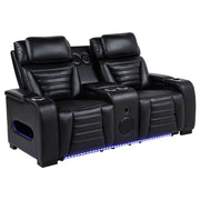Tampa Furniture Outlet - Coaster - Zuma Faux Leather Dual Power Reclining LED Loveseat Black - 603252PP