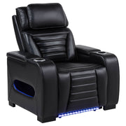 Tampa Furniture Outlet - Coaster - Zuma Faux Leather Upholstered Dual Power LED Recliner Black - 603253PP