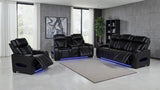 Zuma Faux Leather Upholstered Dual Power LED Recliner Black