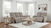 Tampa Furniture Outlet - Coaster - Hamilton 2-piece Chenille Manual Reclining Sofa Set Sand - 603371-S2