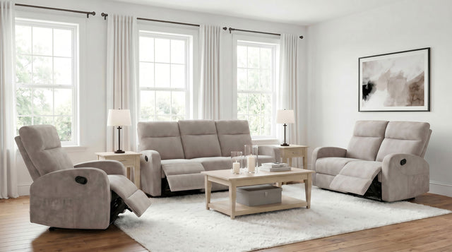 Tampa Furniture Outlet - Coaster - Hamilton 3-piece Chenille Manual Reclining Sofa Set Sand - 603371-S3