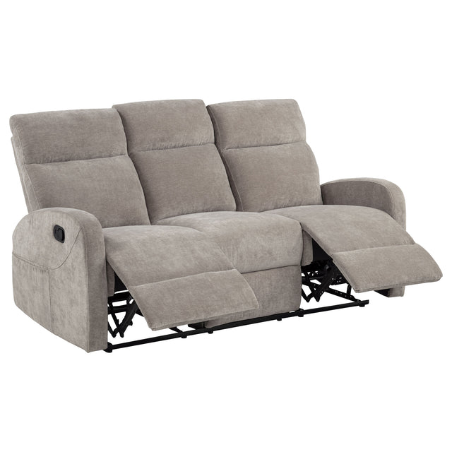 Tampa Furniture Outlet - Coaster - Hamilton Chenille Manual Reclining Sofa Sand - 603371