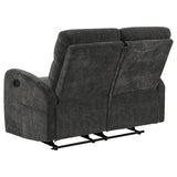Hamilton 3-piece Chenille Manual Reclining Sofa Set Charcoal Grey