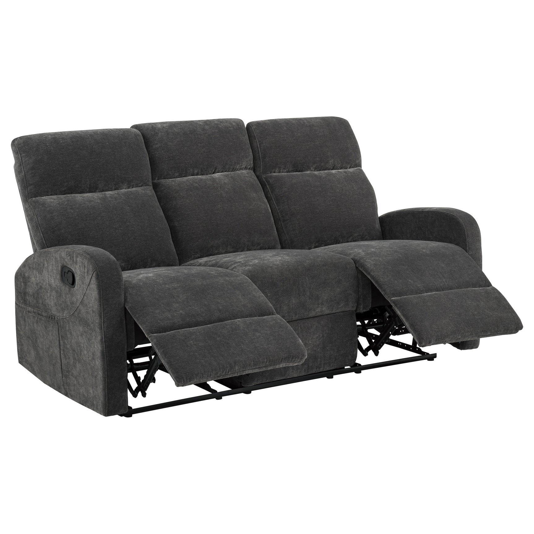 Tampa Furniture Outlet - Coaster - Hamilton Chenille Manual Reclining Sofa Charcoal Grey - 603374
